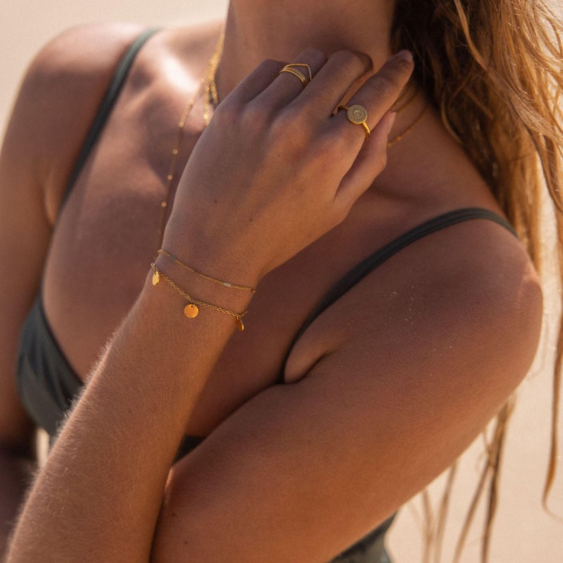 PureleiÂ® Kalea Bracelet (gold) â€“ Elegant, playful women's bracelet with coins â€“ 18K Gold plated stainless steel jewelry â€“ Adjustable length 6/7/7,5 inch â€“ Fashion jewelry for your individual look - Image 3